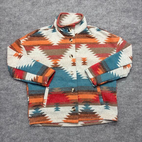 Aztec Pattern Jacket Women Small Multicolor Fleece Long Sleeve Button Up Western - Picture 1 of 8